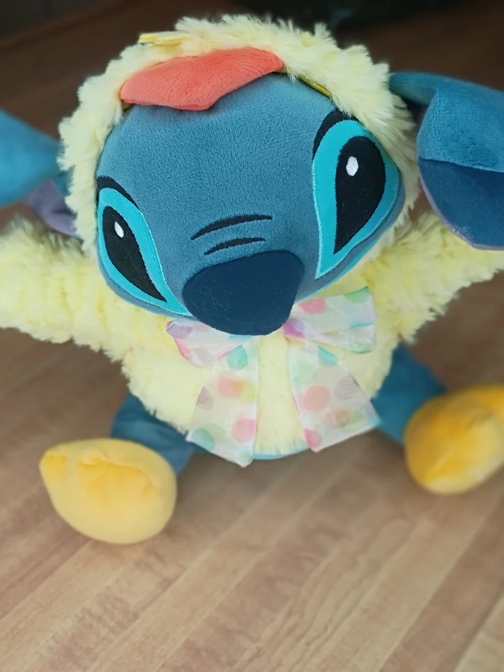 Disney Blue & Yellow Stitch Plush with Polka-Dot Bow